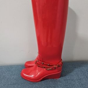 Bebe Red Knee High Rain Boots